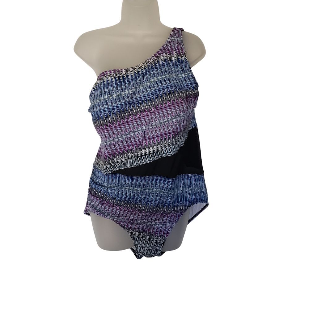 Swimsuits For All TropiCulture One Piece Swim Suit‎ Plus Size 18 One Shoulder